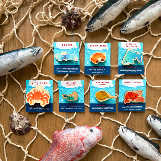 Bottom Dwellers! Wood Gacha Pins