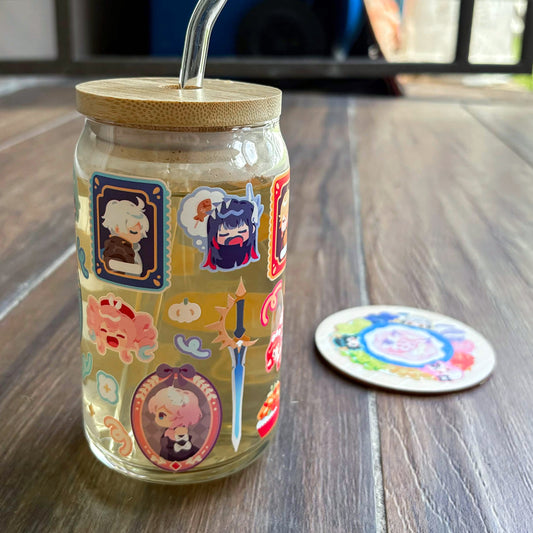 HSR Amphoreus Glass Cup and Wood Coaster Set